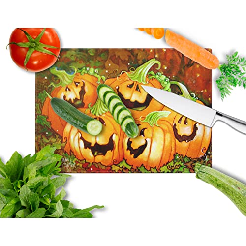 Caroline's Treasures PJC1071LCB Such a Glowing Personality Pumpkin Halloween Glass Cutting Board Large Decorative Tempered Glass Kitchen Cutting and Serving Board Large Size Chopping Board