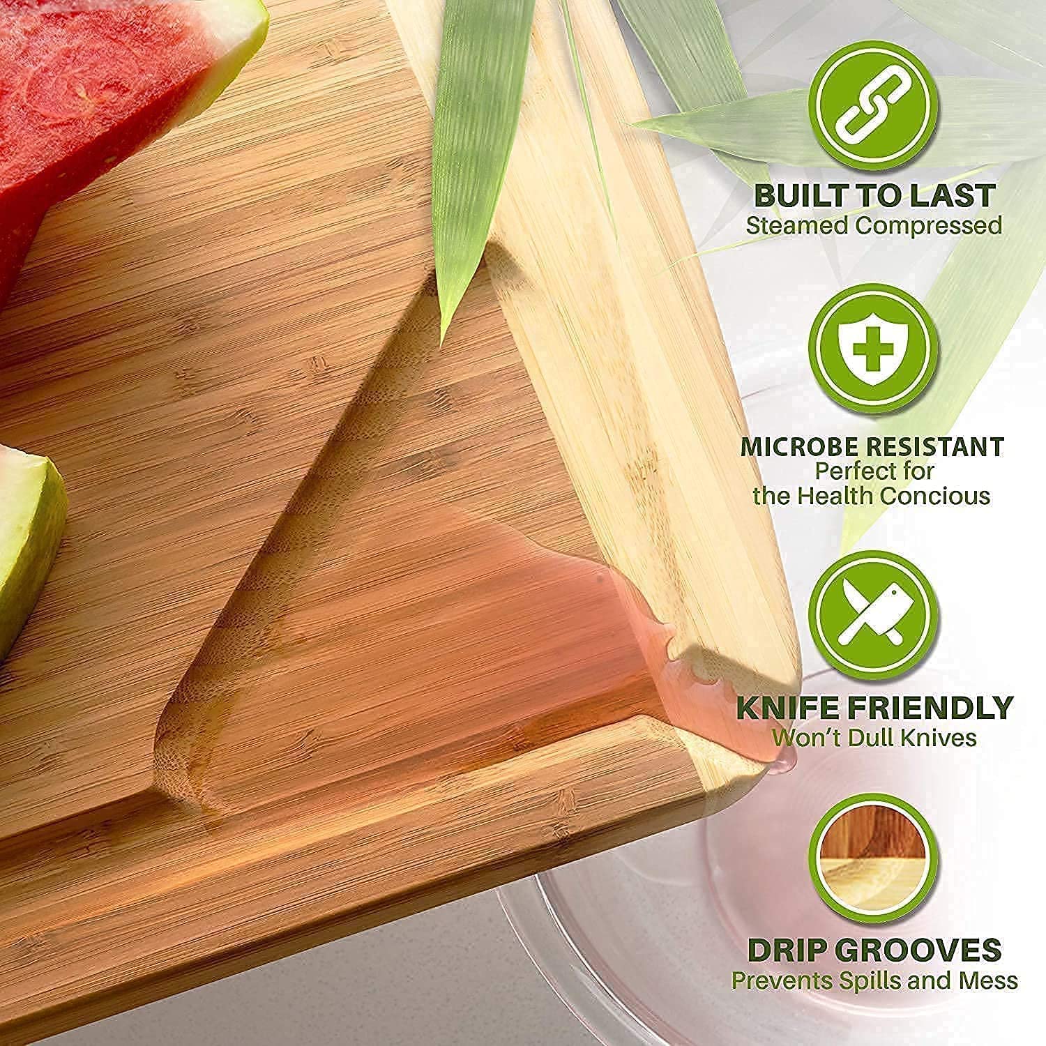 XXXL Bamboo Cutting Board and Food Grade Oil Spray by Greener Chef