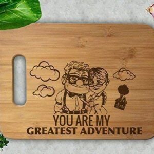 Carl and Ellie You Are My Greatest Adventure Personalized Anniversary Wedding Gift Personalized Cutting Board Engagement Bamboo Cutting Board Chopping Block