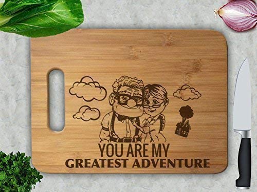 Carl and Ellie You Are My Greatest Adventure Personalized Anniversary Wedding Gift Personalized Cutting Board Engagement Bamboo Cutting Board Chopping Block