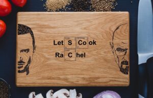 breaking bad let's cook cutting bord. breaking bad, heisenberg, custom engraved cutting board featuring"let's cook". walter white cutting board, anniversary gift breaking05