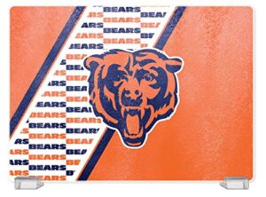 duck house nfl chicago bears tempered glass cutting board with display stand white, 10" x 14"
