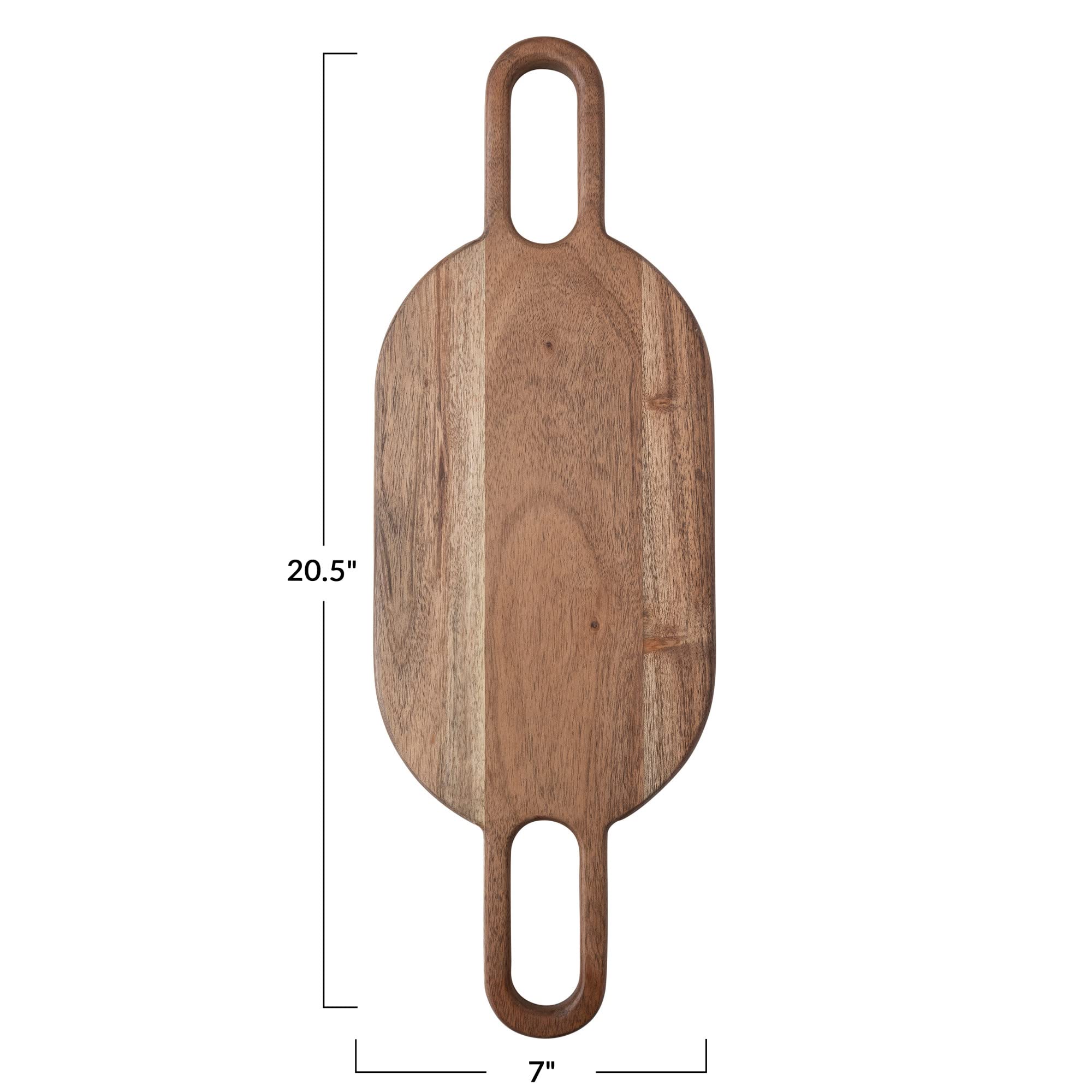 Creative Co-Op Acacia Wood Charcuterie 2 Handles, Natural Cheese/Cutting Board