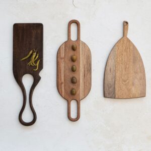 Creative Co-Op Acacia Wood Charcuterie 2 Handles, Natural Cheese/Cutting Board