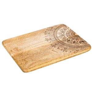 bloomingville boho wood charcuterie laser design, natural cheese/cutting board