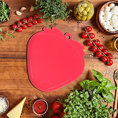 Luxshiny Cutting Board 2pcs Plastic Cutting Board Countertop Chopping Block Strawberry Shape Kitchen Cutting Sheet for Fruit Vegetables Meat Home Restaurant Use Pasta Board