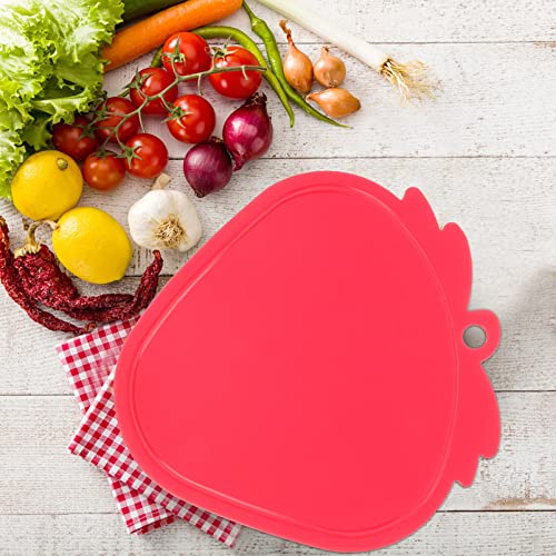 Luxshiny Cutting Board 2pcs Plastic Cutting Board Countertop Chopping Block Strawberry Shape Kitchen Cutting Sheet for Fruit Vegetables Meat Home Restaurant Use Pasta Board