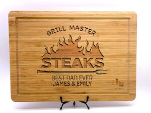 grill master cutting board for dad or grandpa, steak lover father, with children names, grill lover dad gift, personalized cutting board gift for men, bbq gifts, customized cutting board, 9 designs