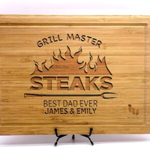 Grill Master Cutting Board for Dad or Grandpa, Steak Lover Father, With Children Names, Grill Lover Dad Gift, Personalized Cutting Board Gift for Men, BBQ Gifts, Customized Cutting Board, 9 Designs