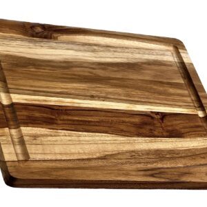 Mountain Woods Brown Teak Wood Cutting Board w/Juice Groove | Cheese Board | Chopping board | Charcuterie board | Butcher Block - 15" x 12" x 0.75"