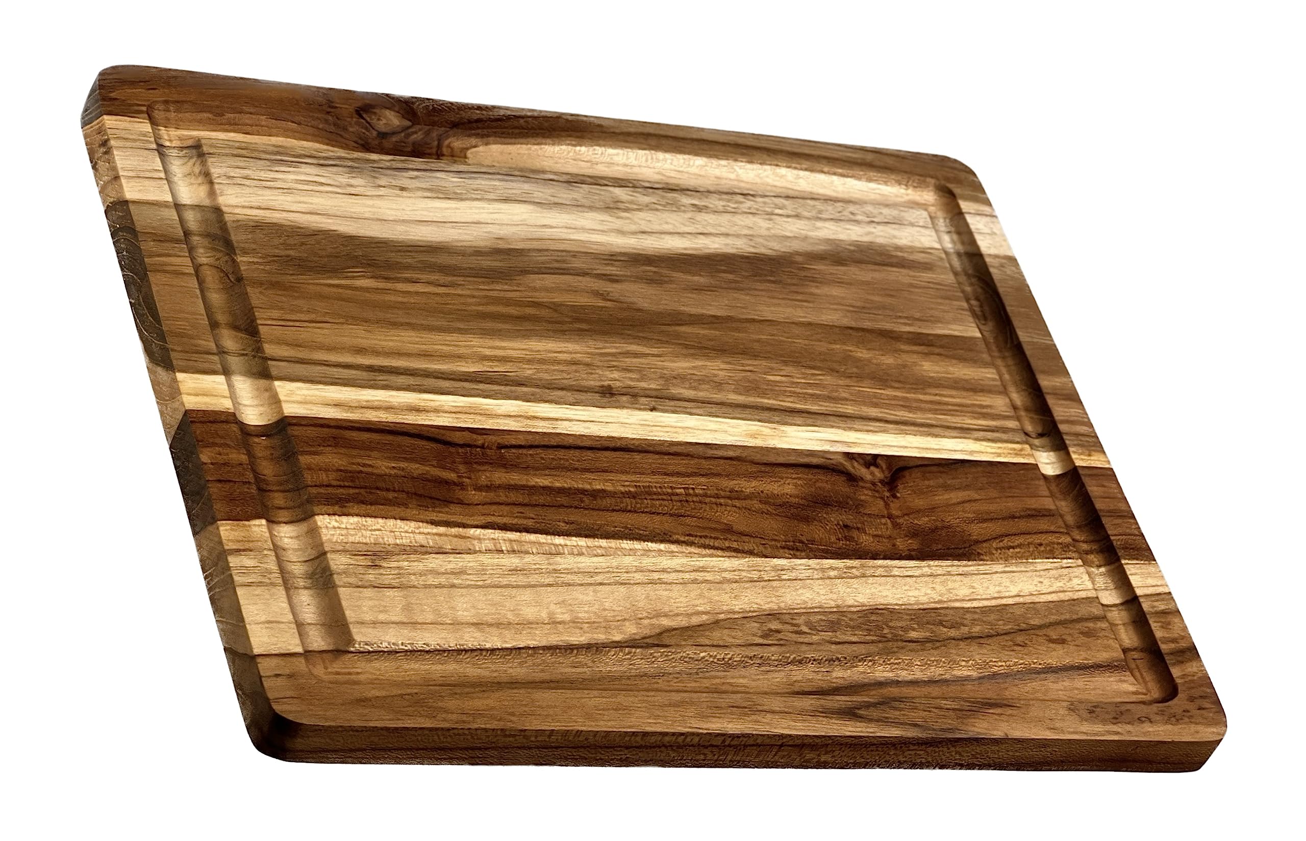 Mountain Woods Brown Teak Wood Cutting Board w/Juice Groove | Cheese Board | Chopping board | Charcuterie board | Butcher Block - 15" x 12" x 0.75"