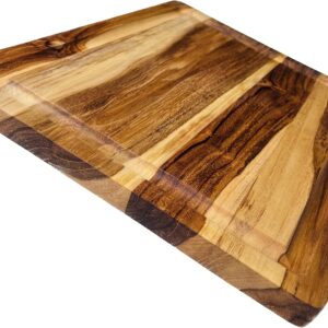 Mountain Woods Brown Teak Wood Cutting Board w/Juice Groove | Cheese Board | Chopping board | Charcuterie board | Butcher Block - 15" x 12" x 0.75"