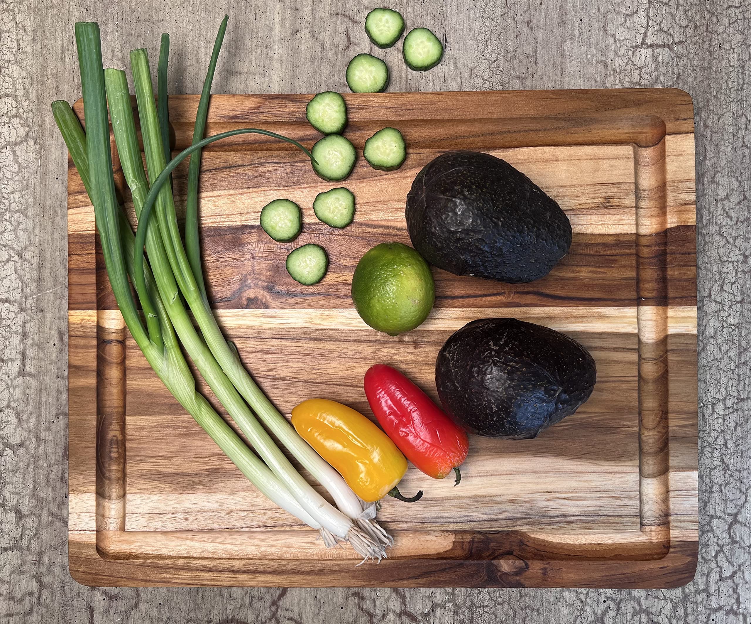 Mountain Woods Brown Teak Wood Cutting Board w/Juice Groove | Cheese Board | Chopping board | Charcuterie board | Butcher Block - 15" x 12" x 0.75"