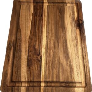 Mountain Woods Brown Teak Wood Cutting Board w/Juice Groove | Cheese Board | Chopping board | Charcuterie board | Butcher Block - 15" x 12" x 0.75"