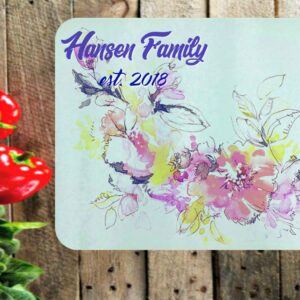 Custom Glass Cutting Board, Tempered Glass, Personalized with your choice of names, fonts and colors, all on a beautiful floral background