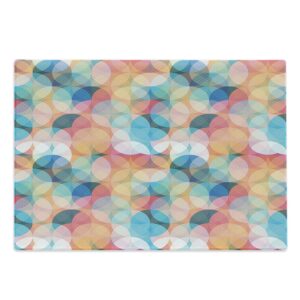 ambesonne geometric cutting board, soft toned overlap circles mosaic birthday party pastel design, decorative tempered glass cutting and serving board, large size, peach coral blue