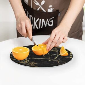 Gold and Black Marble Texture Cutting Board Tempered Glass Chopping Board for Kitchen Hotel