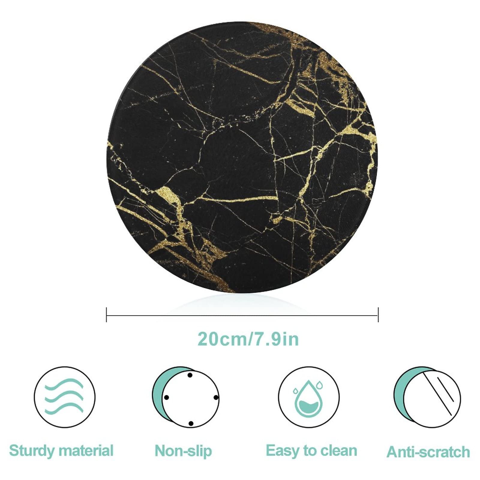 Gold and Black Marble Texture Cutting Board Tempered Glass Chopping Board for Kitchen Hotel