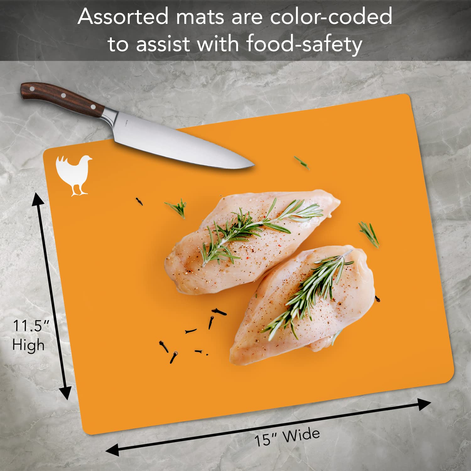 Cut N' Funnel Multi-Colored Flexible Plastic Cutting Board Mats 4 Pack Made in the USA Flexible, BPA Free, Dishwasher Safe