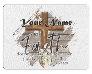 bleu reign cutting board personalized custom name luke 1-37 faith makes things possible 11x15 inches textured glass