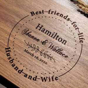 gifts for wedding or anniversary, personalized wooden cutting board for engagement, bridal shower, present for couple, bride, groom