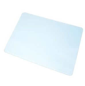 rectangle glass tempered cutting board for kitchen dishwasher safe, rectangle chopping board with rubber feet, small frosted countertop tray 39cm x 28.5cm