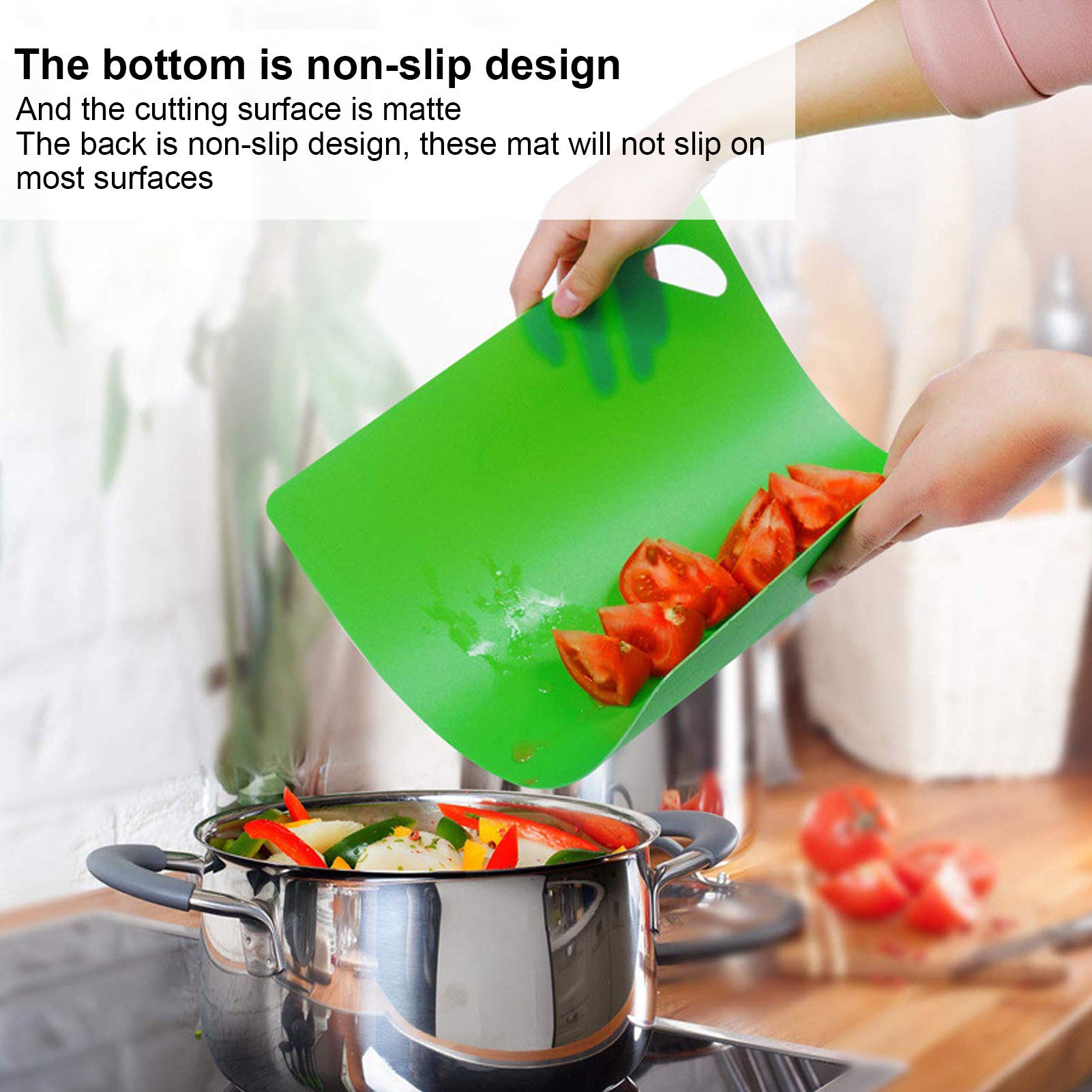 Kitchen Cutting Boards 4pcs PP Flexible Kitchen Cutting Board NonSlip Cutting Board for Vegetable Meat