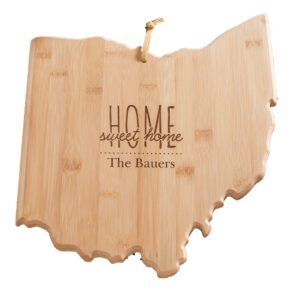 personalized home sweet home ohio state cutting board, bamboo, 14.25" x 11" x 5/8"