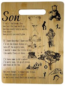 gift for son - engraved bamboo cutting board 9" x 12"