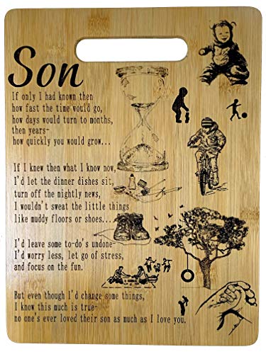 Gift for Son - Engraved bamboo cutting board 9" x 12"