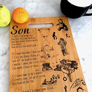 Gift for Son - Engraved bamboo cutting board 9" x 12"