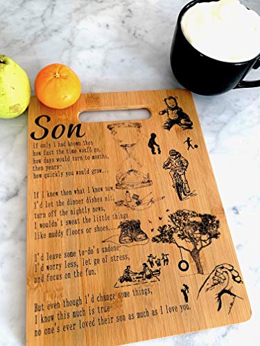 Gift for Son - Engraved bamboo cutting board 9" x 12"