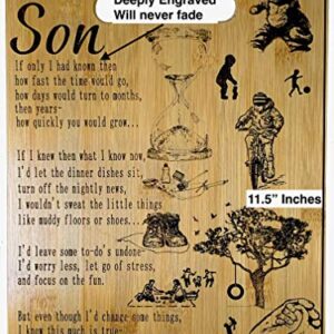 Gift for Son - Engraved bamboo cutting board 9" x 12"