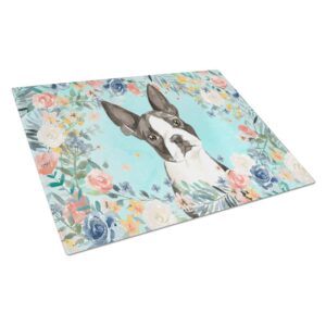 caroline's treasures ck3433lcb boston terrier glass cutting board large decorative tempered glass kitchen cutting and serving board large size chopping board