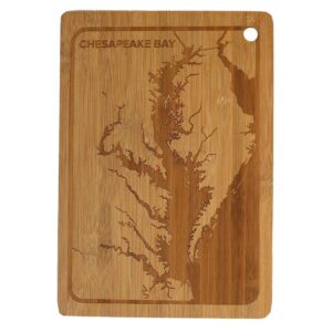 route one apparel | maryland chesapeake bay wooden cutting board, heavy duty with juice groove, can be used as serving tray, bamboo wood, 15.5" x 10.75" x 0.5"