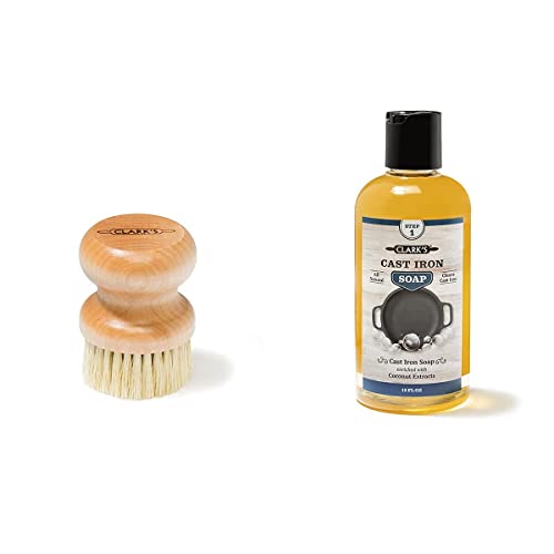 CLARK'S Small Scrub Brush and Cast Iron Soap Maintain All Cast Iron and Carbon Cookware