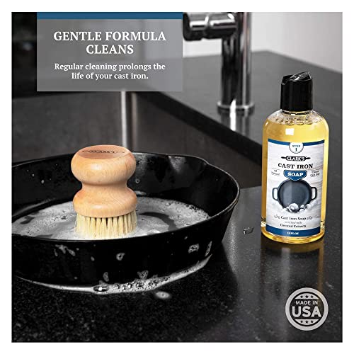 CLARK'S Small Scrub Brush and Cast Iron Soap Maintain All Cast Iron and Carbon Cookware