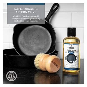 CLARK'S Small Scrub Brush and Cast Iron Soap Maintain All Cast Iron and Carbon Cookware