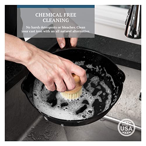 CLARK'S Small Scrub Brush and Cast Iron Soap Maintain All Cast Iron and Carbon Cookware