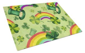 caroline's treasures bb7560lcb watercolor st patrick's day lucky leprechan glass cutting board large decorative tempered glass kitchen cutting and serving board large size chopping board