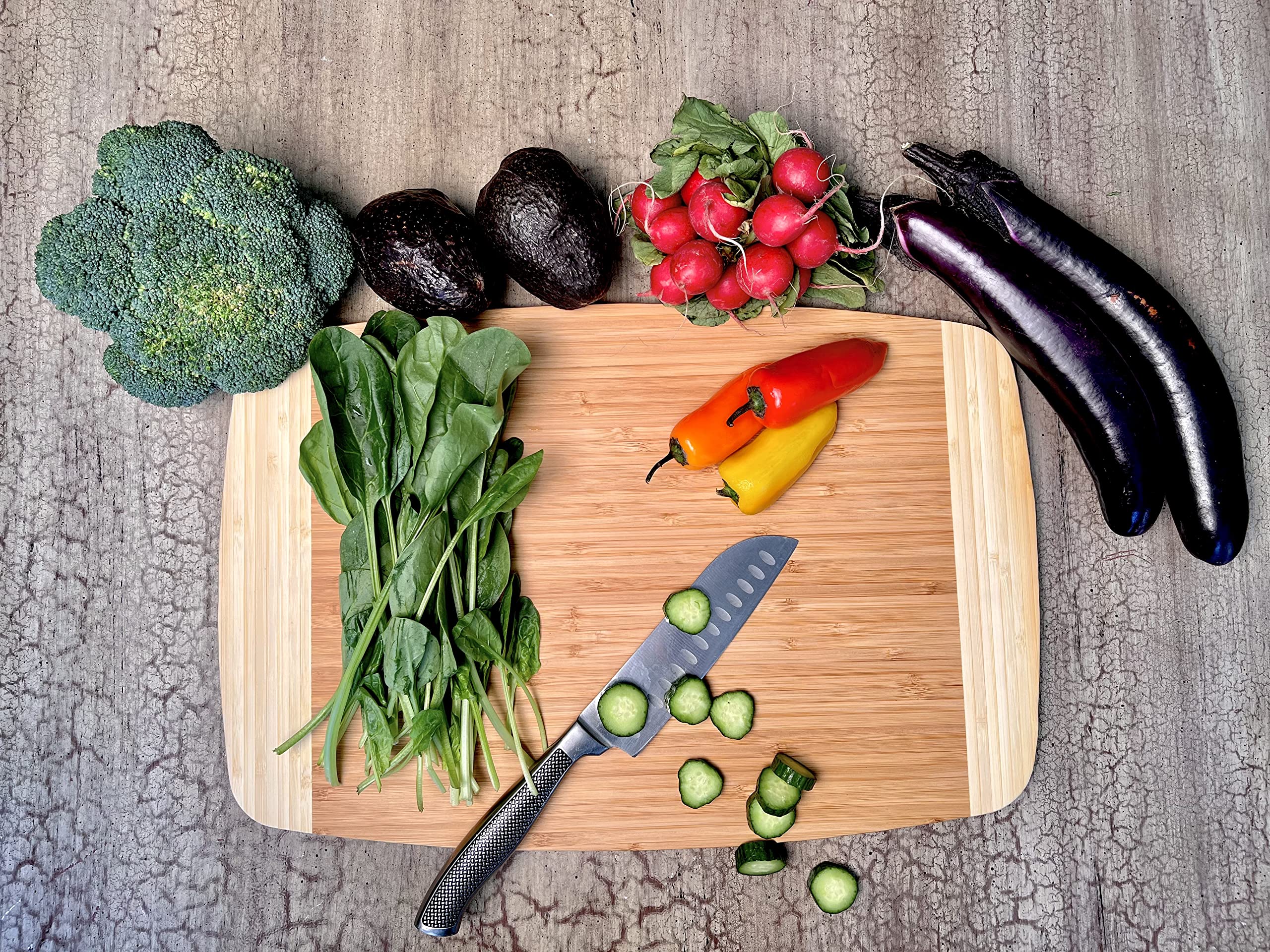 Simply Bamboo CBN118 18 X 12 Napa Multicolor Bamboo Wood Cutting Board for Kitchen | Chopping Board | Carving/Slicing Vegetables, Meat, Fruits | 100% Organic & Safe Wood - 8" x 12" x 0.75"