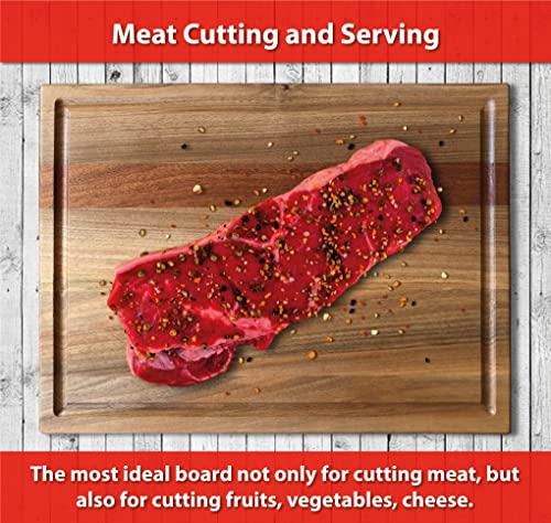 Bilikolik Large Walnut Wood Cutting Board for Kitchen (16x12x1.15) - Reversible Serving Tray - Walnut Cutting Board - Butcher Block - Meat, Vegetables, Fruits, Cheese