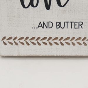 The Secret Ingredient Is Love and Butter Sign, Cutting Board Kitchen Farmhouse Decor, Kitchen Wall Decorations for Home,3.88’’ X 0.75’’ X 6.25’’