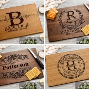 Personalized Wedding Gifts, Cutting Boards with Custom Names and Date for Anniversary, Housewarming, Christmas, Valentines Day, Handmade Wooden Kitchen Gift for Parents, Couples, Newlyweds - 13.5×9.5"