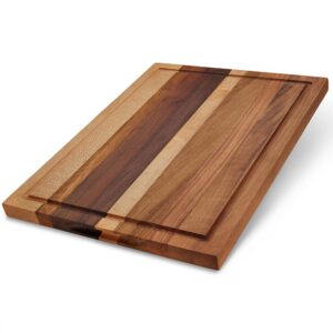 teakcraft large walnut cutting board with juice grove, chopping board, knife friendly, reversible, gift box included, the kos (18x14x1.2 inch)