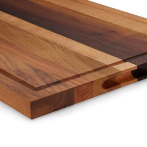 TeakCraft Large Walnut Cutting Board with Juice Grove, Chopping Board, Knife Friendly, Reversible, Gift Box Included, The Kos (18x14x1.2 inch)