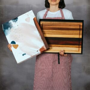 TeakCraft Large Walnut Cutting Board with Juice Grove, Chopping Board, Knife Friendly, Reversible, Gift Box Included, The Kos (18x14x1.2 inch)