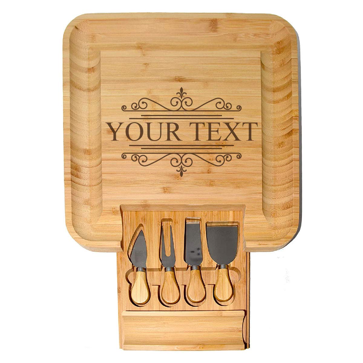 Personalized Charcuterie Board/Customized Bamboo Cheese Board/Serving Tray and Knife Set - Perfect Corporate, Wedding, Closing, Realtor, Birthday, Housewarming Gift - Gift for Dad/Mom (05)