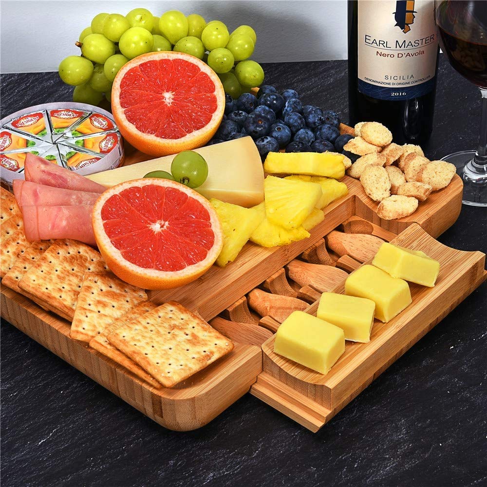 Personalized Charcuterie Board/Customized Bamboo Cheese Board/Serving Tray and Knife Set - Perfect Corporate, Wedding, Closing, Realtor, Birthday, Housewarming Gift - Gift for Dad/Mom (05)