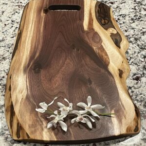 Black Walnut Gorgeous, Unique, Forest-to-Table Double Live-Edge Wood Charcuterie/Appetizer/Dessert/Grazing/Cheese/Cutting Board 20" x 12.5".